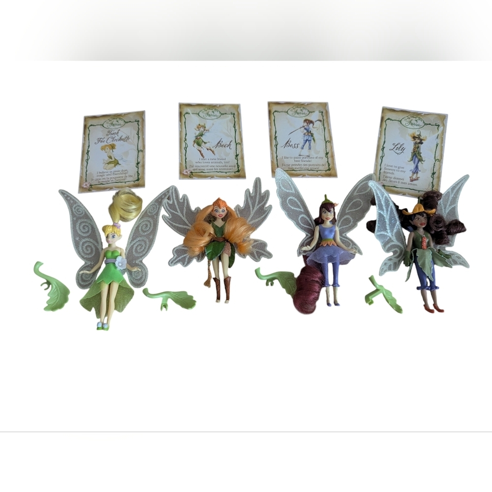 Disney Fairies Tinker Bell Fawn Bess Lily Friendship Collection 4" Dolls Set